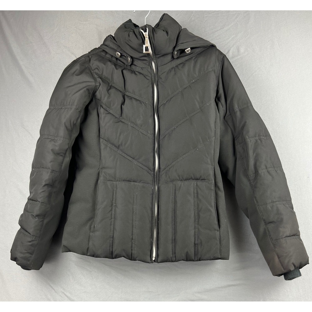 ZeroXposur Puffer Jacket Womens Small Black Down Feather Fill Hooded Coat Good